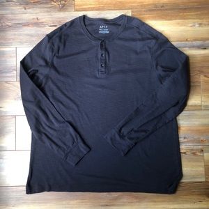 Apt. 9 Henley Pull Over Black Casual Long Sleeve Mens XXL Basic Solid